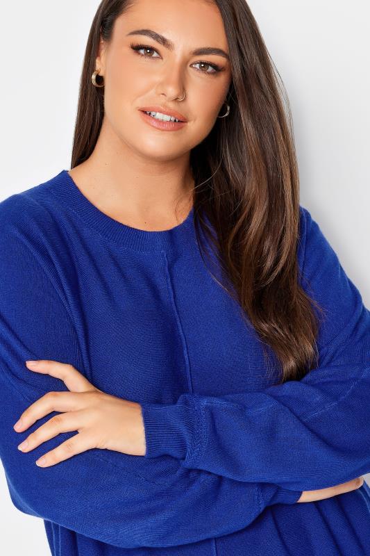 YOURS Plus Size Cobalt Blue Front Seam Detail Jumper | Yours Clothing 4