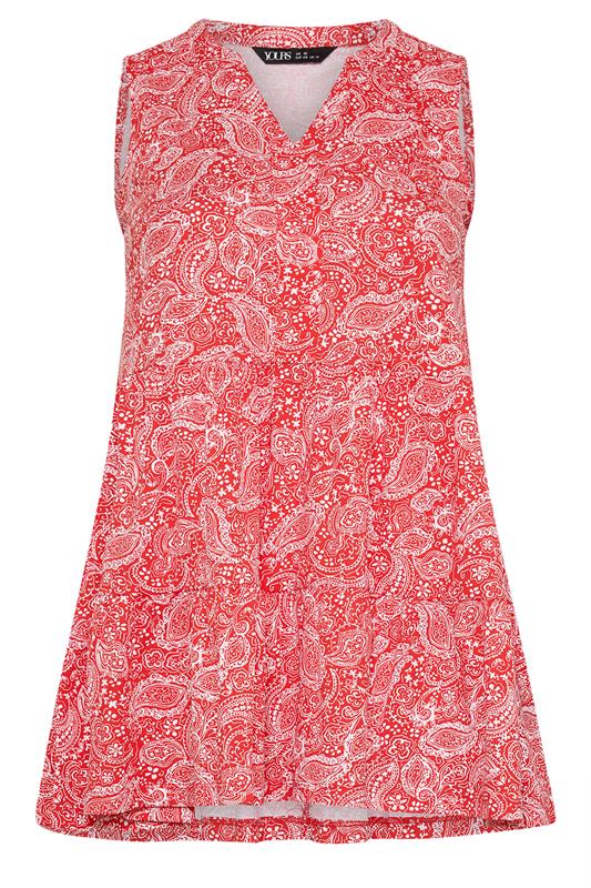 YOURS Plus Size Orange Paisley Notch Neck Vest Top | Yours Clothing 5