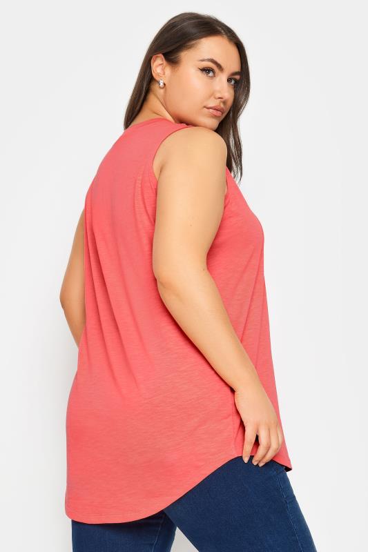 YOURS Plus Size Pink Pintuck Henley Style Vest Top | Yours Clothing 3