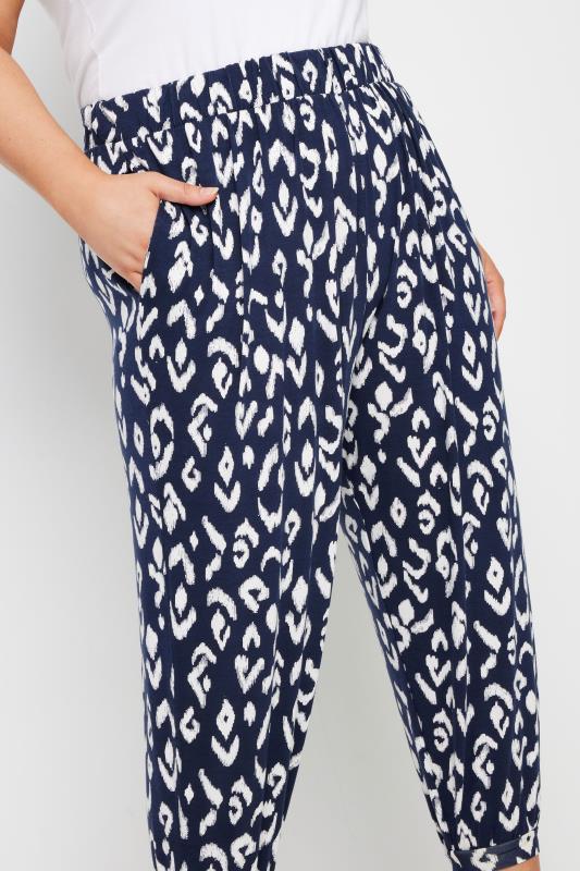 YOURS Plus Size Blue Aztec Print Cropped Harem Joggers | Yours Clothing 4