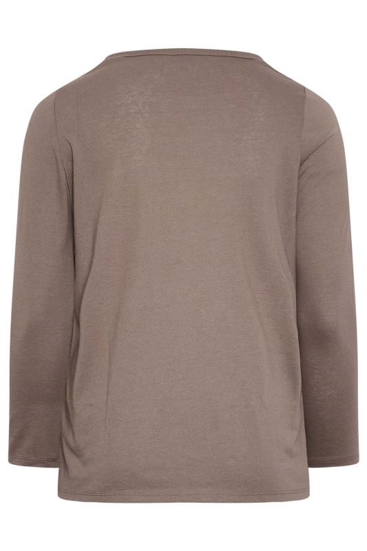 YOURS Curve Plus Size Light Brown Long Sleeve Basic Top | Yours Clothing  7