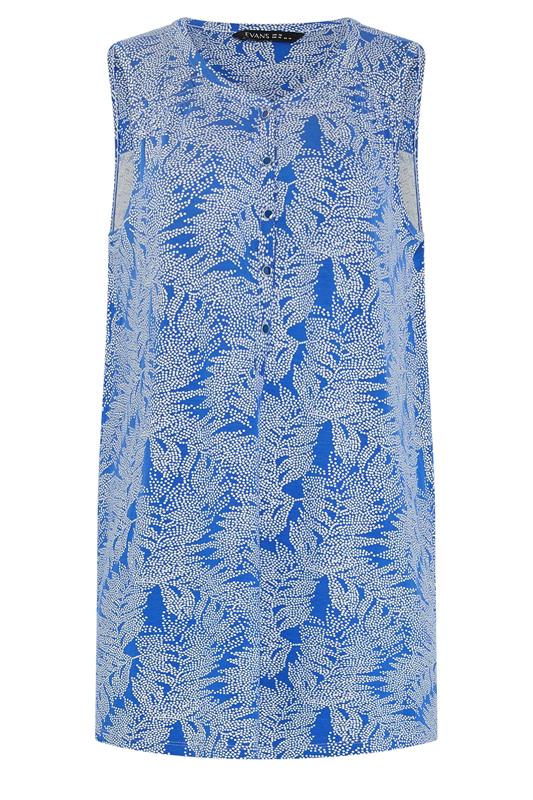 EVANS Plus Size Cobalt Blue Palm Print Vest Top | Evans 5