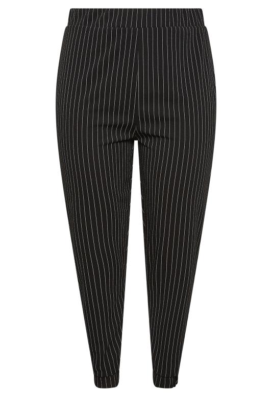 YOURS Plus Size Black Pinstripe Joggers | Yours Clothing 4