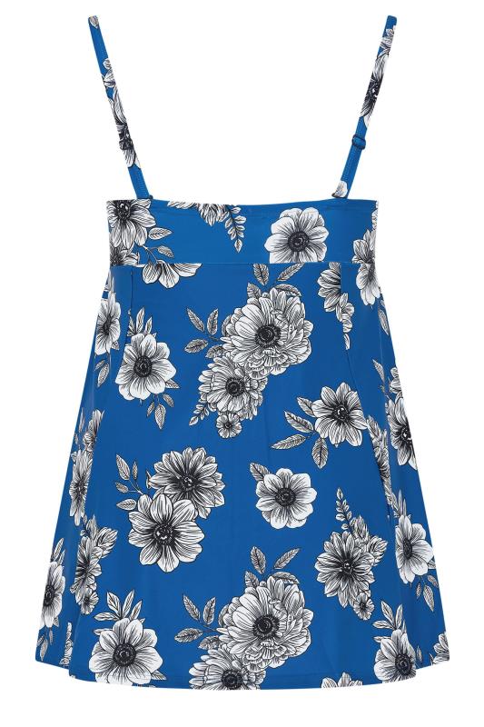 YOURS Plus Size Blue Floral Print Tummy Control Swim Dress | Yours Clothing 8