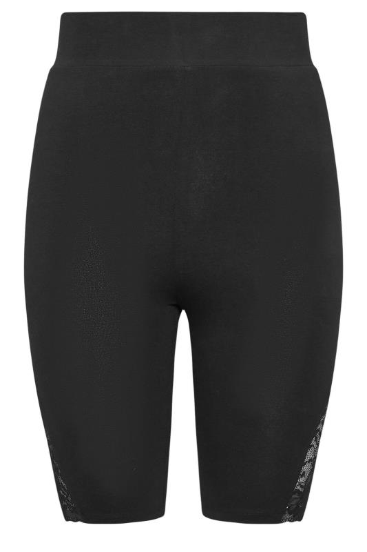 YOURS Plus Size Black Lace Insert Cycling Shorts | Yours Clothing 5