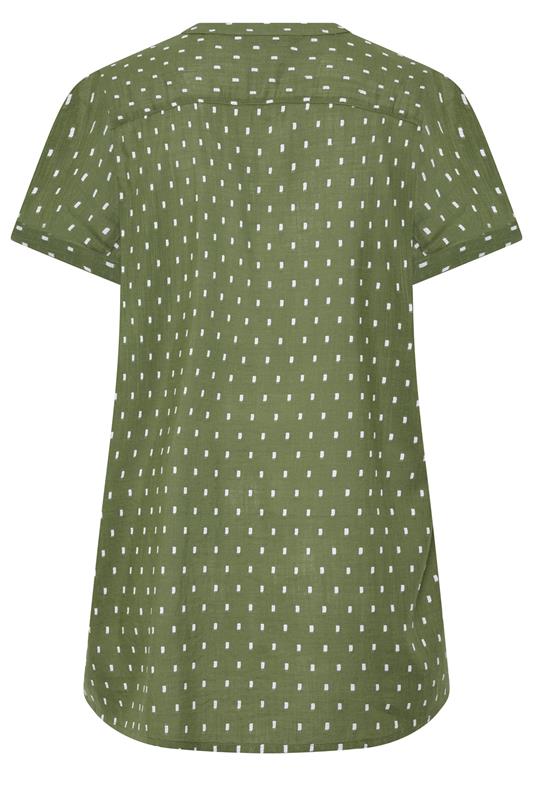 YOURS Curve Green Notch Neck Dobby Blouse | Yours Clothing 6