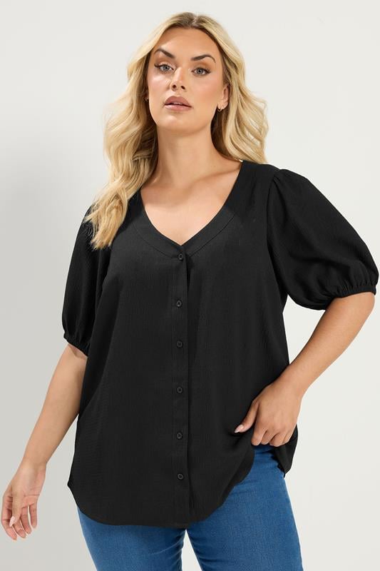  YOURS blusa negra texturizada