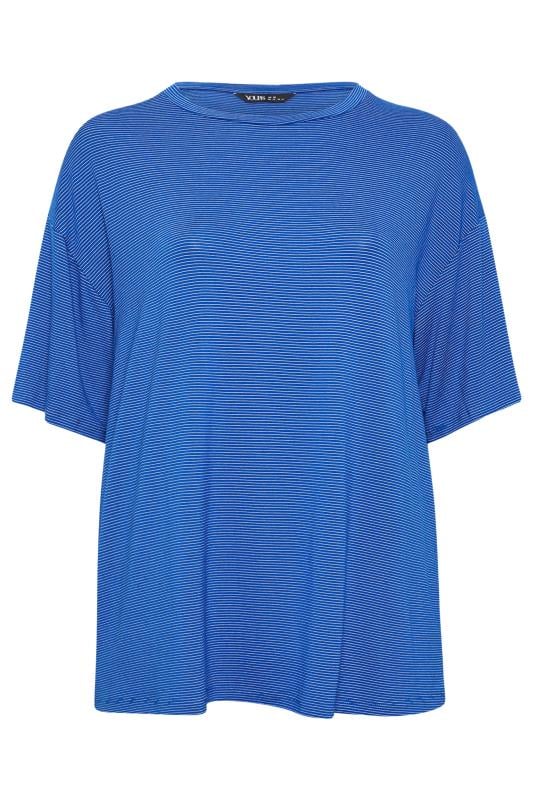 YOURS Plus Size Blue Oversized Boxy T-Shirt | Yours Clothing 5