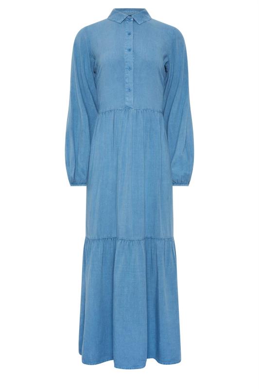 LTS Tall Womens Blue Chambray Tiered Smock Maxi Dress | Long Tall Sally 5