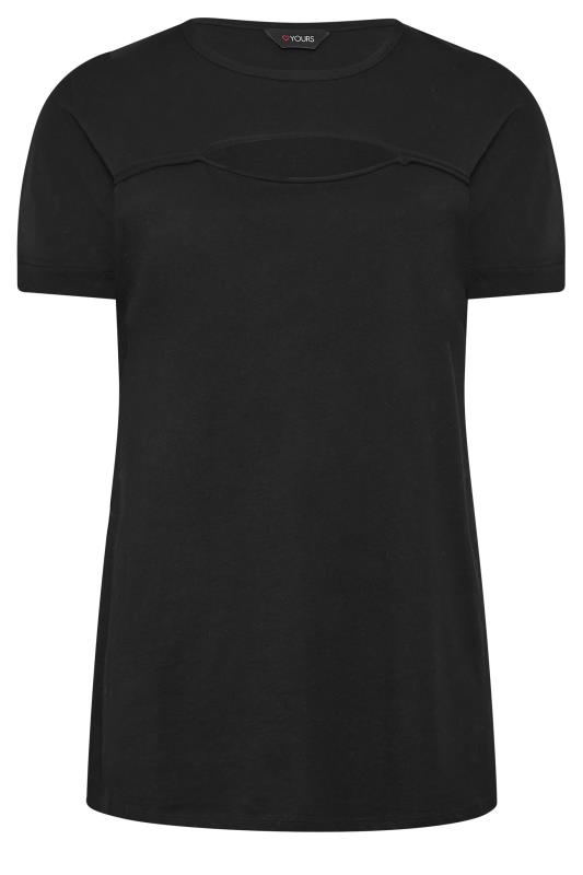 YOURS Plus Size Black Cut Out T-Shirt | Yours Clothing 6