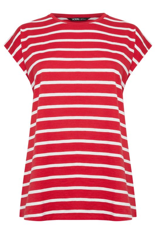 YOURS Plus Size Red Stripe Print Short Sleeve T-Shirt | Yours Clothing 6