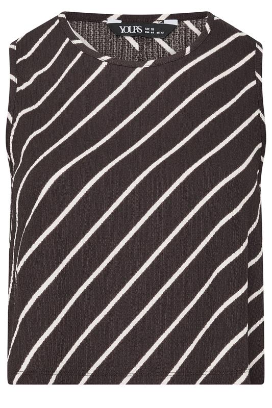 YOURS Plus Size Chocolate Brown Stripe Vest Top | Yours Clothing 1