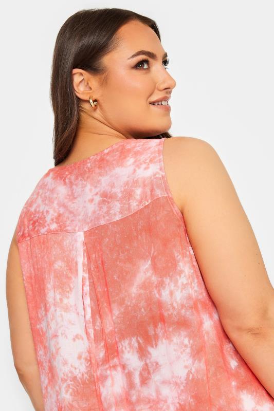 YOURS Curve Coral Orange Tie Dye Print Swing Top | Yours Clothing 4