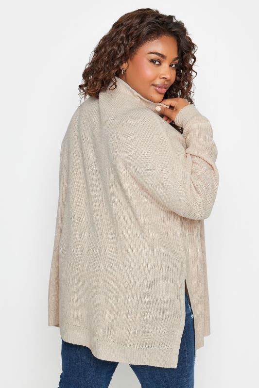 YOURS Plus Size Cream Quarter Zip Jumper | Yours Clothing 5