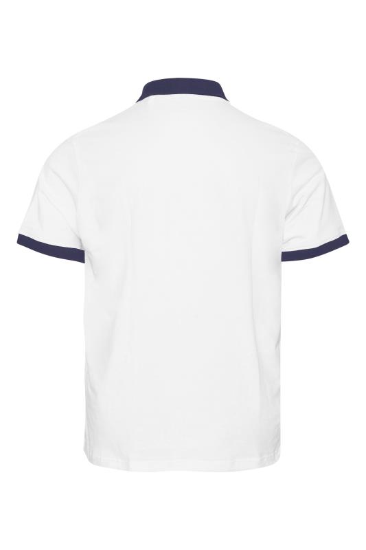 BadRhino Big & Tall White & Navy Blue Contrast Polo Shirt_Y.jpg