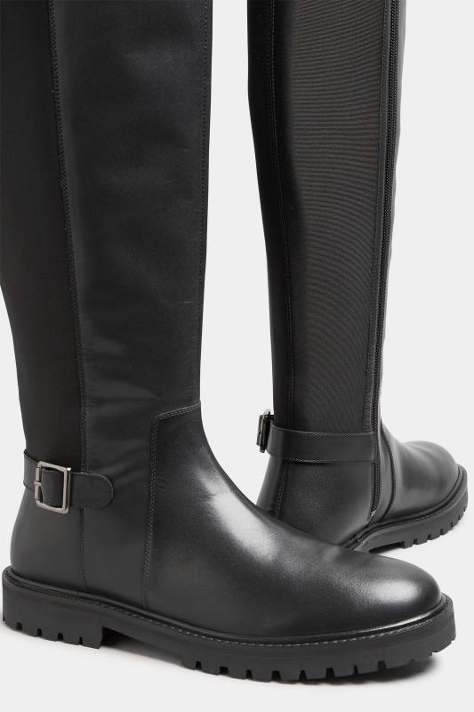 LTS Black Buckle Leather Knee High Boots In Standard D Fit | Long Tall Sally 6