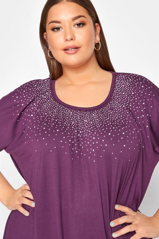 Plus Size Purple Stud Embellished Top | Yours Clothing 4