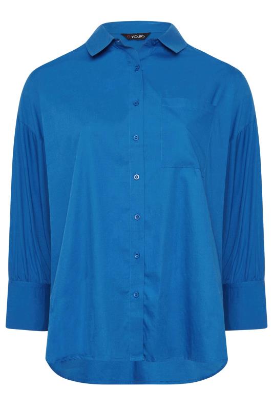 Plus Size Blue Oversized Poplin Shirt | Yours Clothing 6