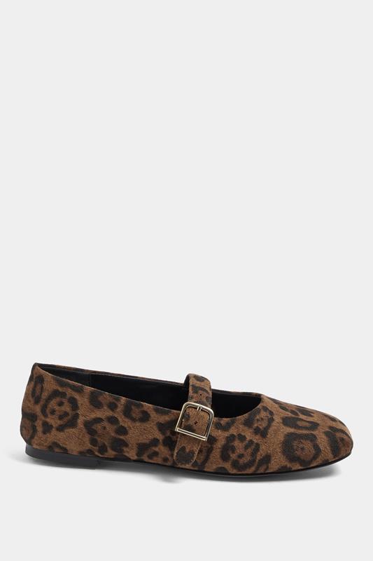 Brown Leopard Buckle Detail Mary Jane Flats In Wide E Fit | Yours Clothing 3