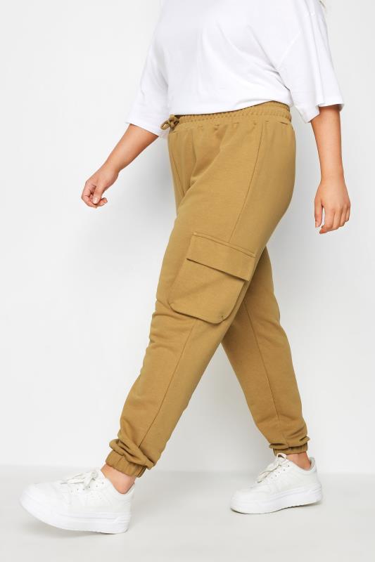 Plus Size  YOURS Curve Beige Brown Cargo Joggers