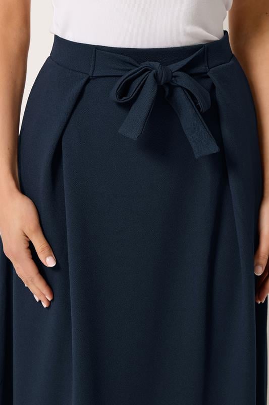 LTS Tall Women's Navy Blue Tie Waist Midi Skirt | Long Tall Sally 4