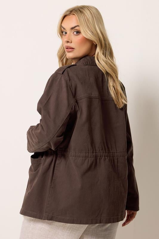 YOURS Plus Size Chocolate Brown Carpenter Jacket | Yours Clothing 2