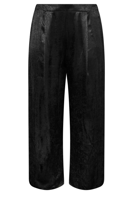 Curve Womens Plus Size Black Satin Wide Leg Trousers | Yours Clothing  4