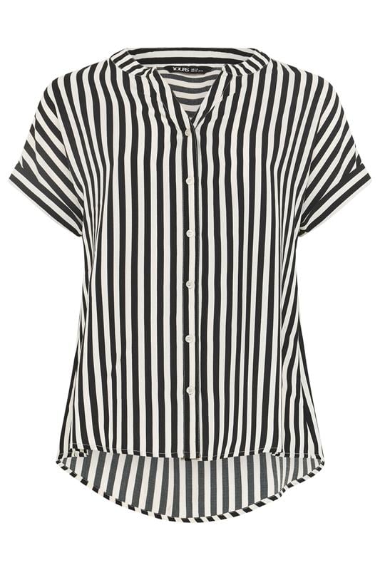 YOURS Plus Size Black Stripe Button Up Blouse | Yours Clothing 5