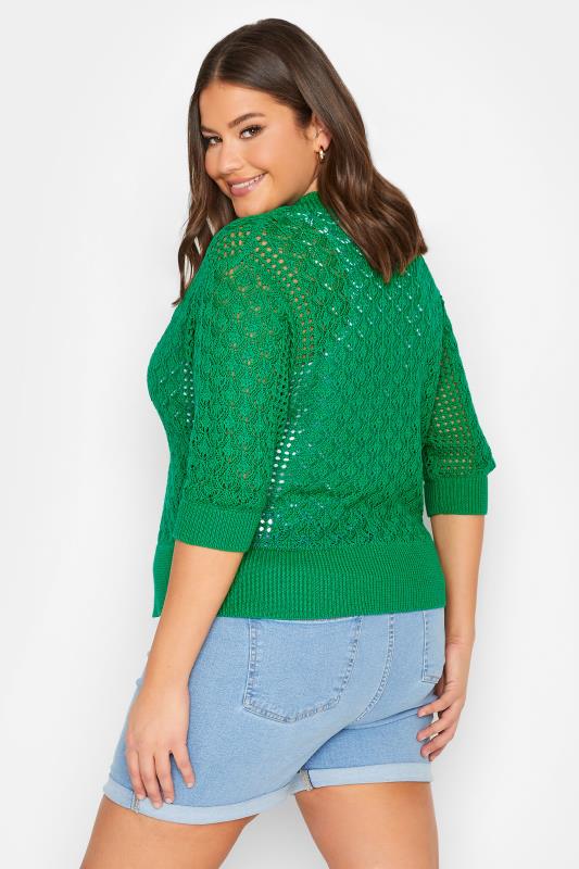 YOURS Plus Size Green Pointelle Tie Up Shrug | Yours Clothing 4