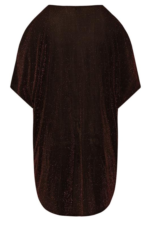 YOURS LONDON Plus Size Red Glitter Cold Shoulder Cape Top | Yours Clothing 7