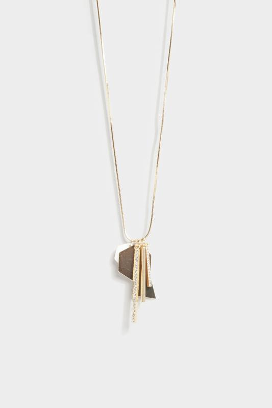 Gold Tone Diamante Pendant Necklace | Yours Clothing 2