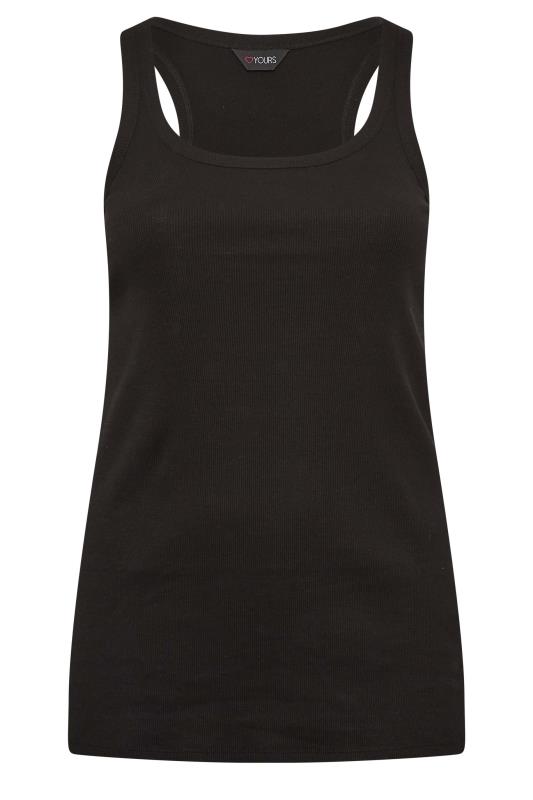 YOURS Plus Size Black Ribbed Racer Back Vest Top | Yours Clothing  6