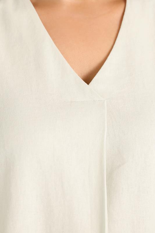 EVANS Plus Size White Premium Linen Vest Top | Evans 4