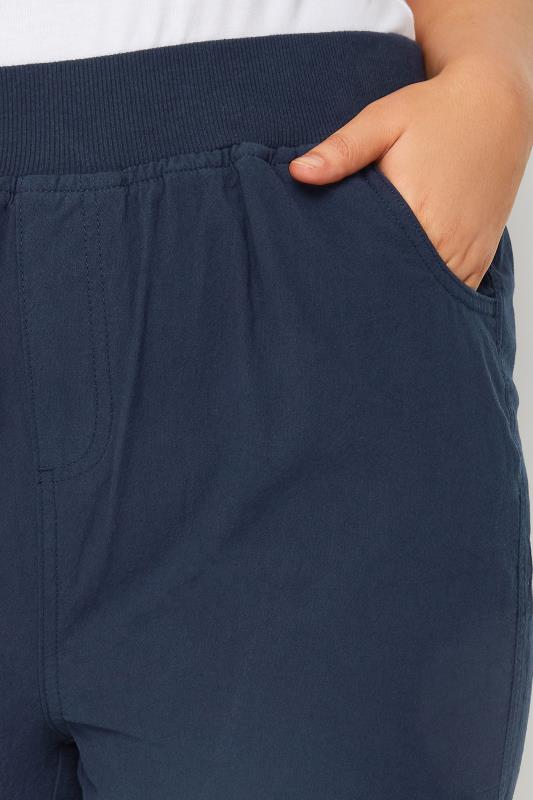 YOURS Plus Size Navy Blue Elasticated Cool Cotton Shorts | Yours Clothing 4