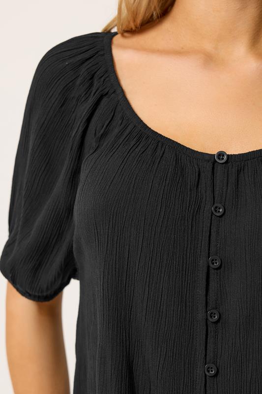 M&Co Black Scoop Neck Crinkle Blouse | M&Co 4