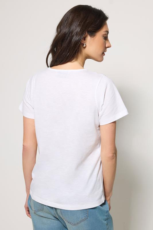 M&Co White Lace Trim V-Neck Cotton T-Shirt | M&Co 5