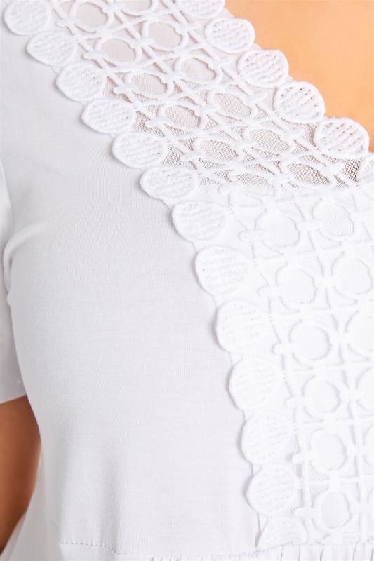 Plus Size White Crochet Detail Peplum Tunic Top | Yours Clothing 5