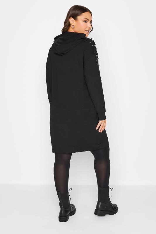 Plus Size Black Embellished Hoodie Dress | Yours Clothing 3