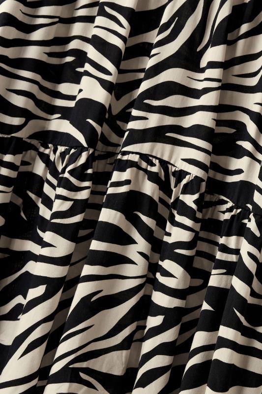 EVANS Plus Size Black & White Tiered Zebra Print Midi Dress | Evans 9