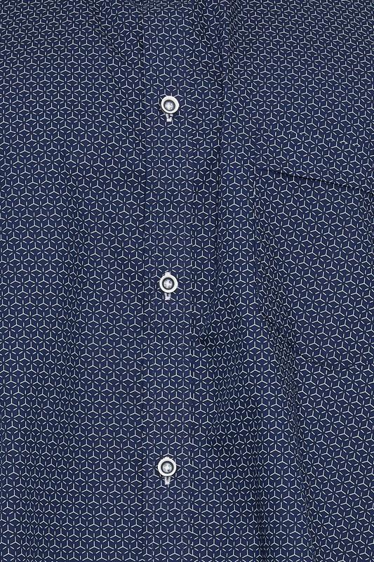 KAM Big & Tall Navy Blue Geo Print Shirt | BadRhino 5