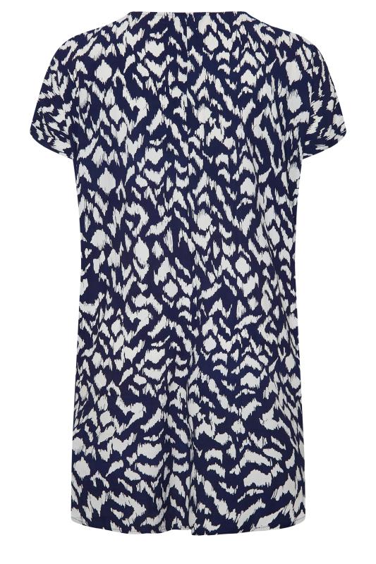 YOURS Plus Size Navy Blue Aztec Print Shift Dress | Yours Clothing 7