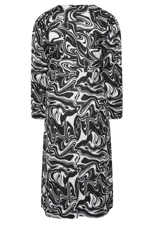 LIMITED COLLECTION Plus Size Black Swirl Ruched Midi Dress | Yours Clothing 6