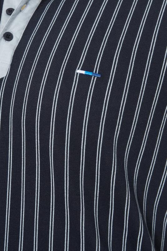 BadRhino Big & Tall Navy Blue Striped Polo Shirt 2
