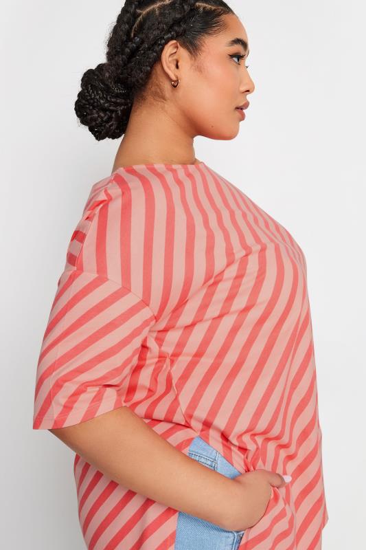 YOURS Plus Size Pink Stripe Print Oversized Top | Yours Clothing 4