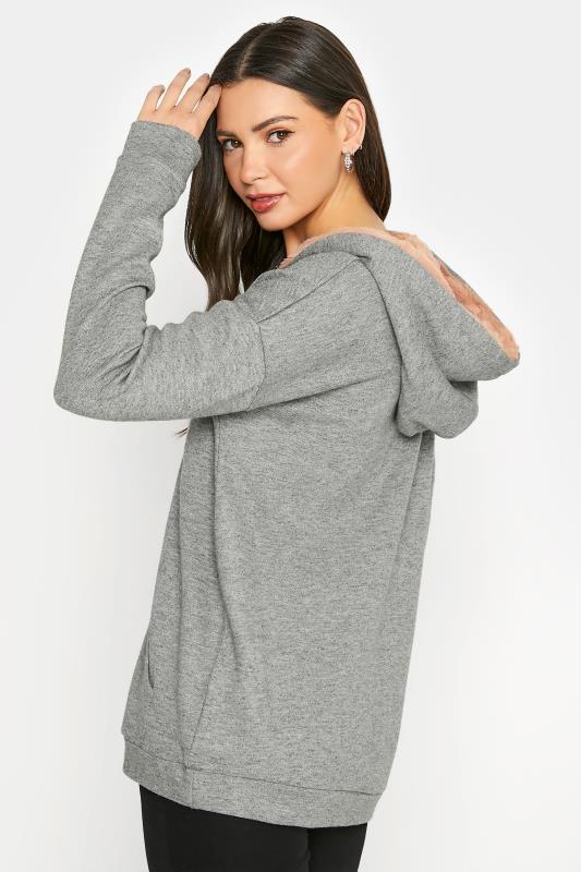 Tall Women's LTS Charcoal Grey Faux Fur Soft Touch Hoodie | Long Tall Sally 3