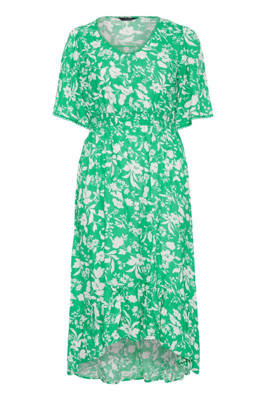 Plus Size Green Floral Dipped Hem Dress | Yours Clothing 6