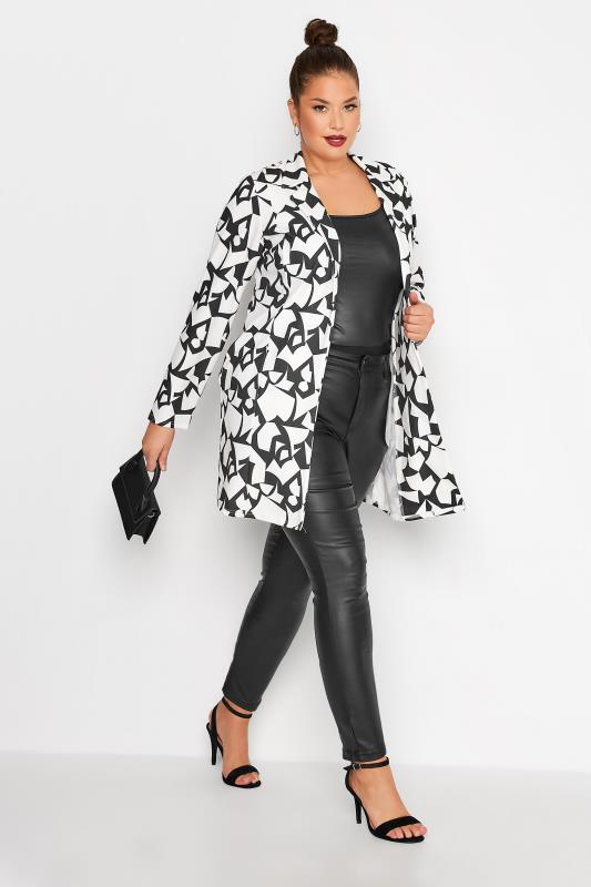 LIMITED COLLECTION Plus Size Black & White Geometric Print Blazer | Yours Clothing  2