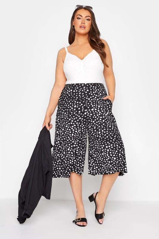 WearAll New Womens Plus Size Polka Dot Spot Print Wide Leg Culottes Ladies Shorts 12-30 