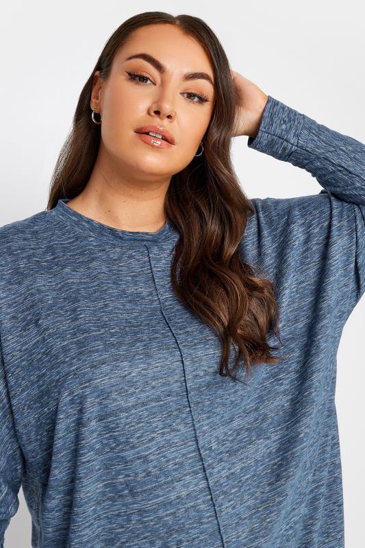 YOURS LUXURY Curve Blue Front Seam Detail Jumper | Yours Clothing 4