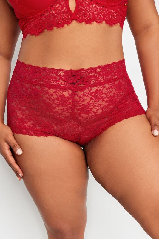 YOURS Curve Red Floral Lace Shorts | Yours Clothing  2